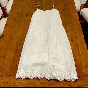 White Dress - Ruffles Flowy Dress - embroidery